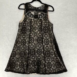 Simply Noelle Black Lace Dress with Cream Underlay Slip in Cotton S/M (8-10)